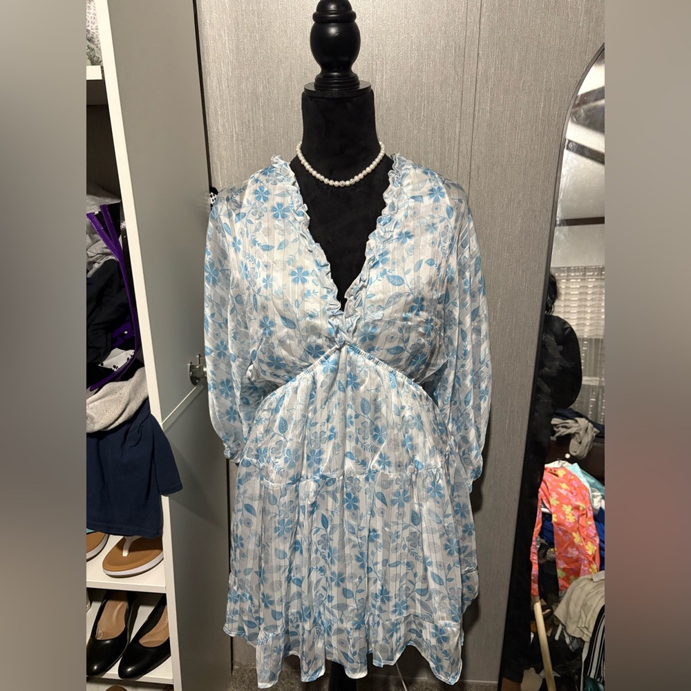 Floral Blue and White Dress